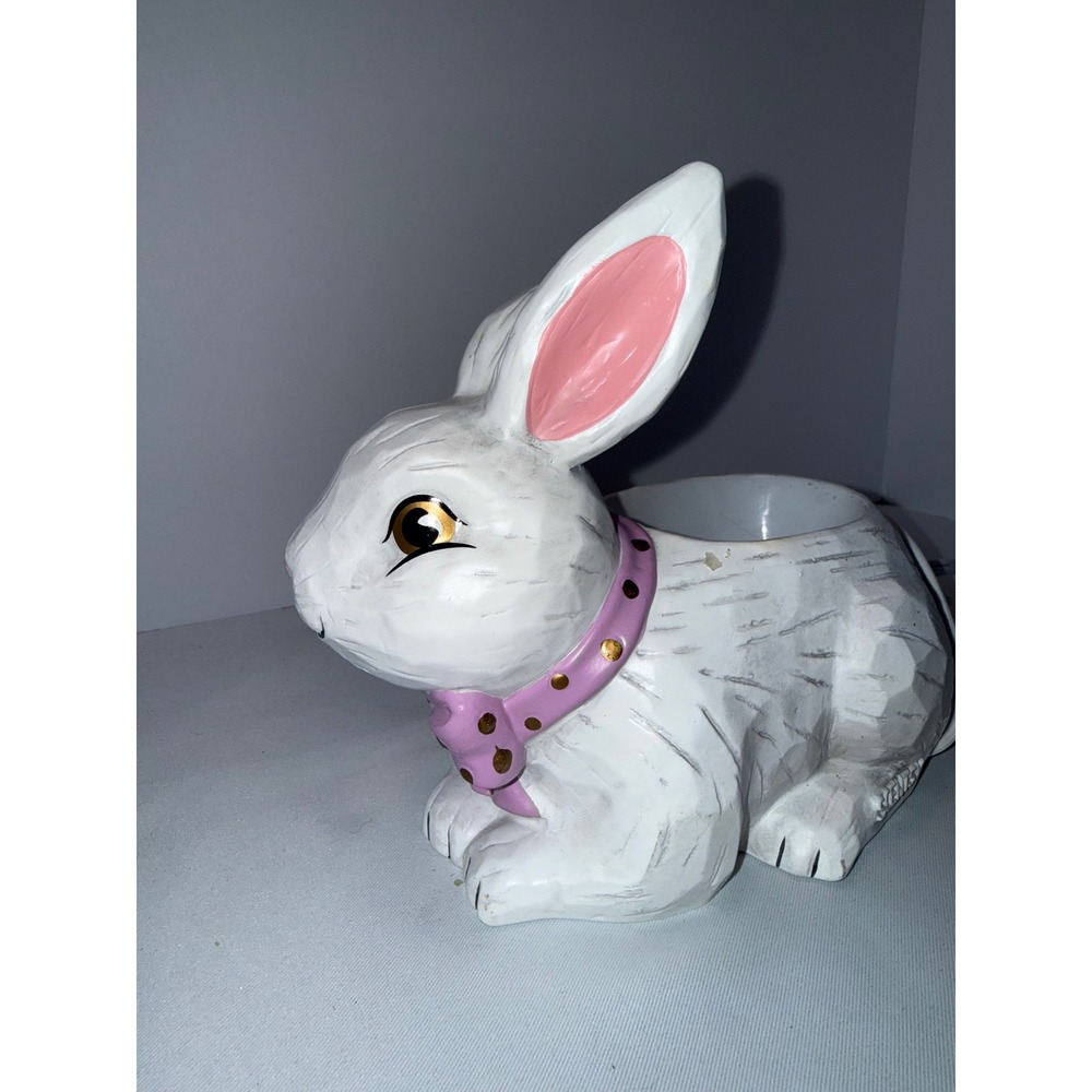 Scentsy Easter Bunny Wax Warmer White Rabbit Pink Bow Ceramic Electric Fragrance - Picture 4 of 6